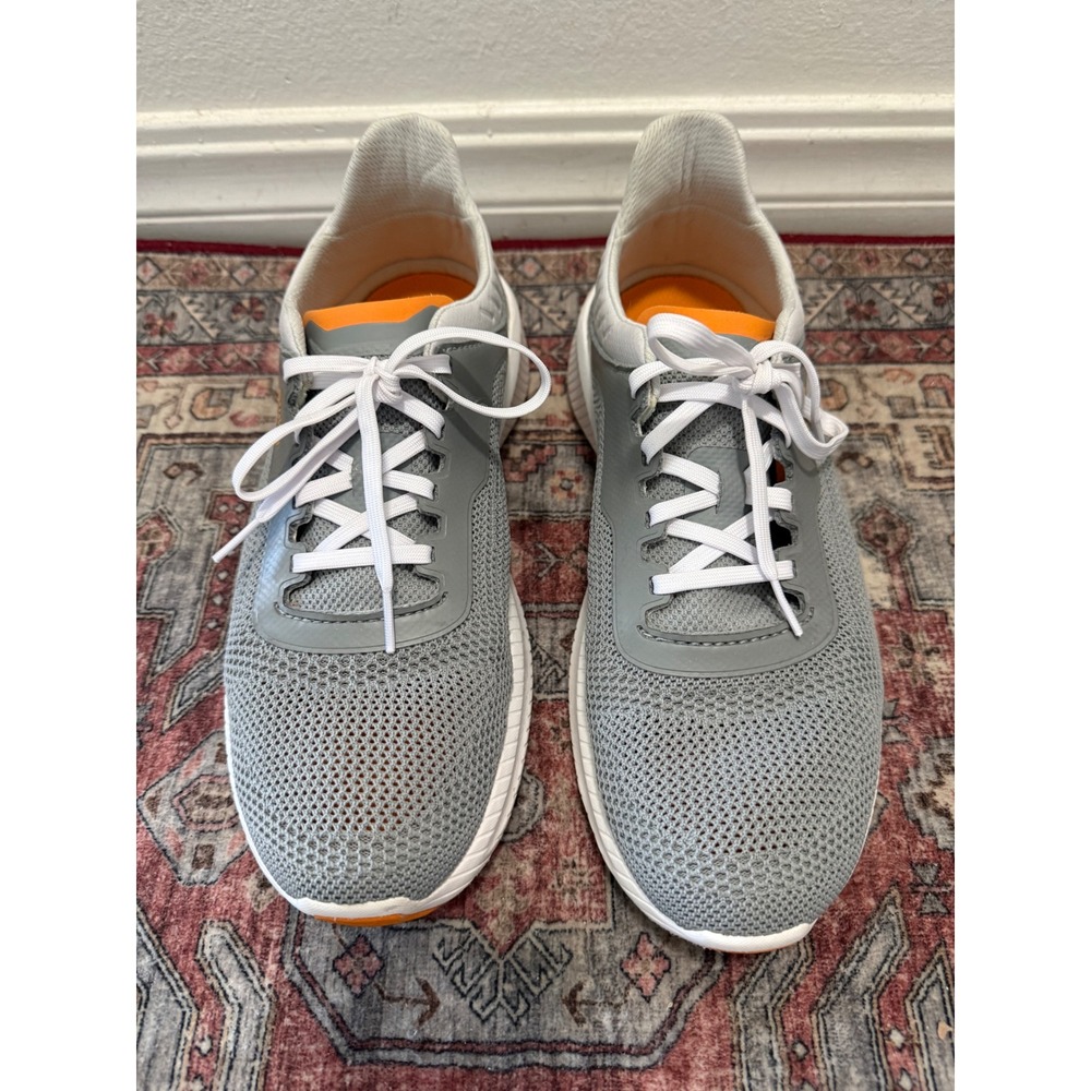 OluKai Island Hopper Mens Sneakers 10 Fog Grey Orange Knit Walking Shoes 10543
